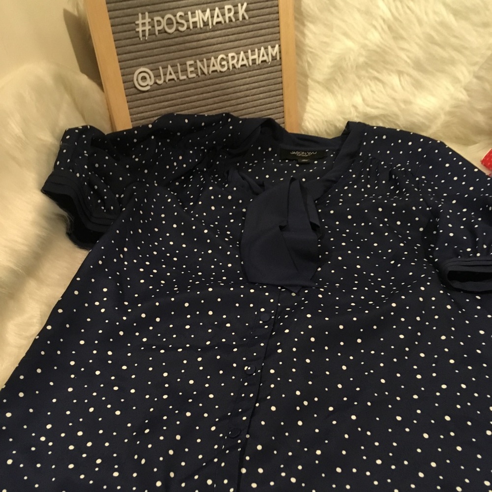 Jason wu for target navy polka dot bow blouse S